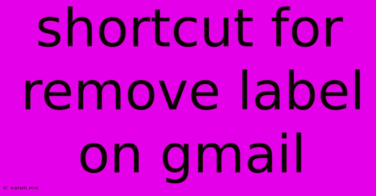 Shortcut For Remove Label On Gmail
