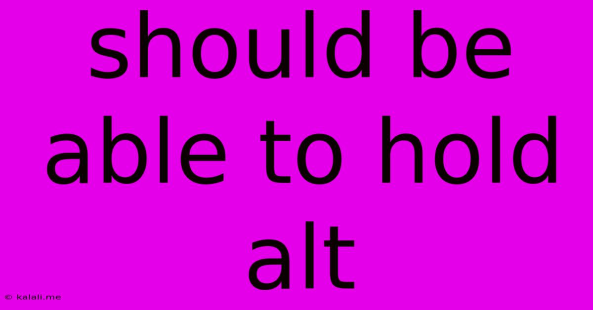 Should Be Able To Hold Alt