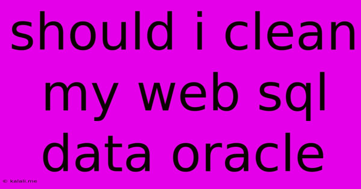 Should I Clean My Web Sql Data Oracle