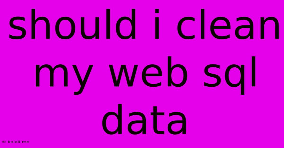 Should I Clean My Web Sql Data