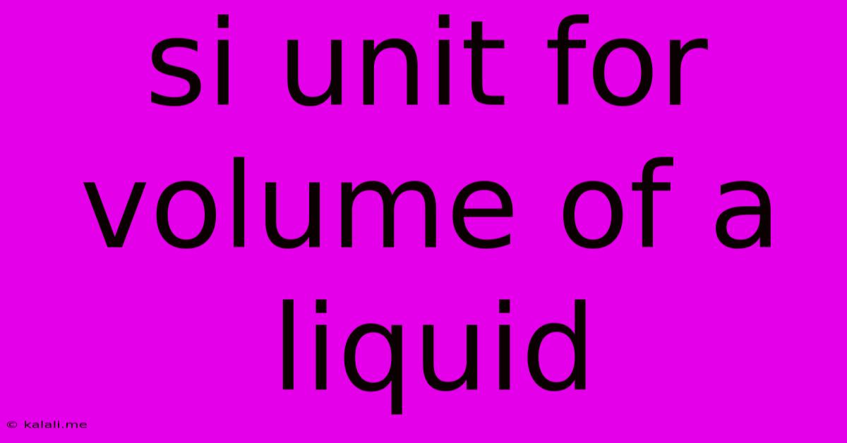 Si Unit For Volume Of A Liquid
