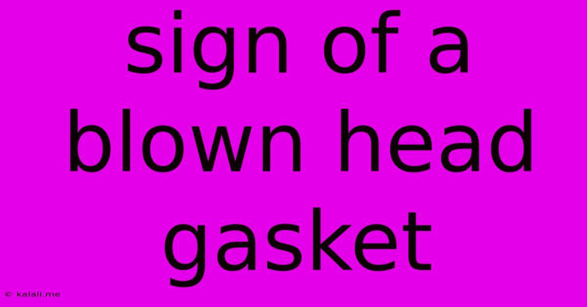 Sign Of A Blown Head Gasket
