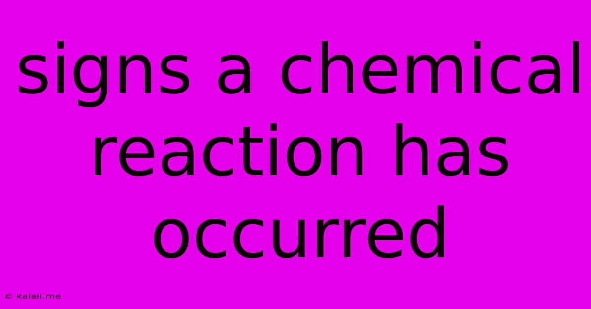 Signs A Chemical Reaction Has Occurred