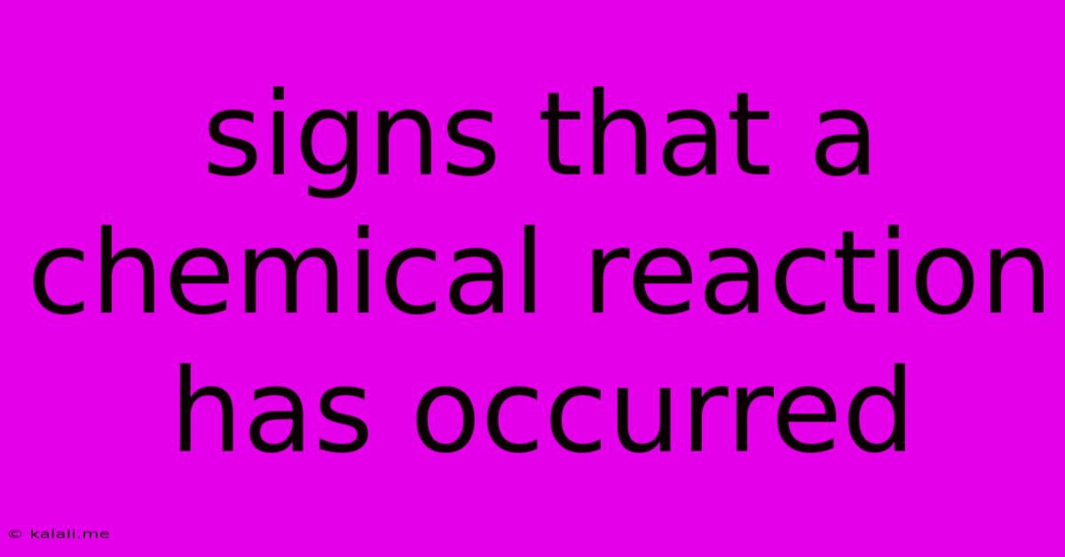Signs That A Chemical Reaction Has Occurred