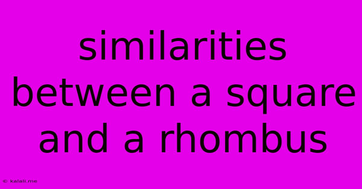 Similarities Between A Square And A Rhombus