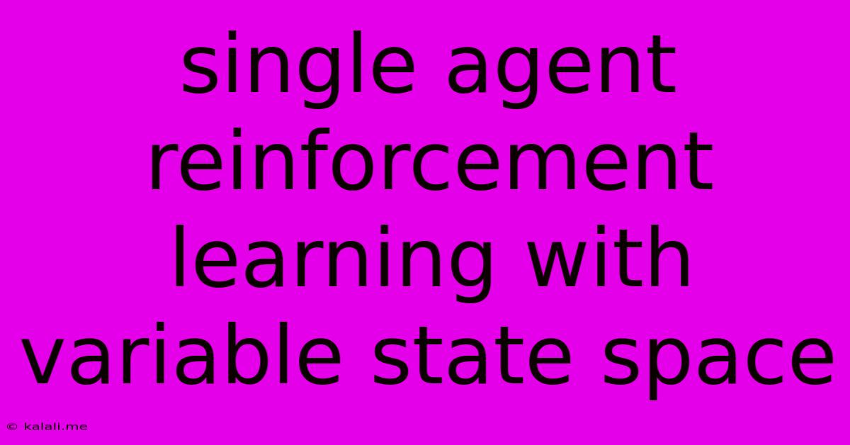 Single Agent Reinforcement Learning With Variable State Space