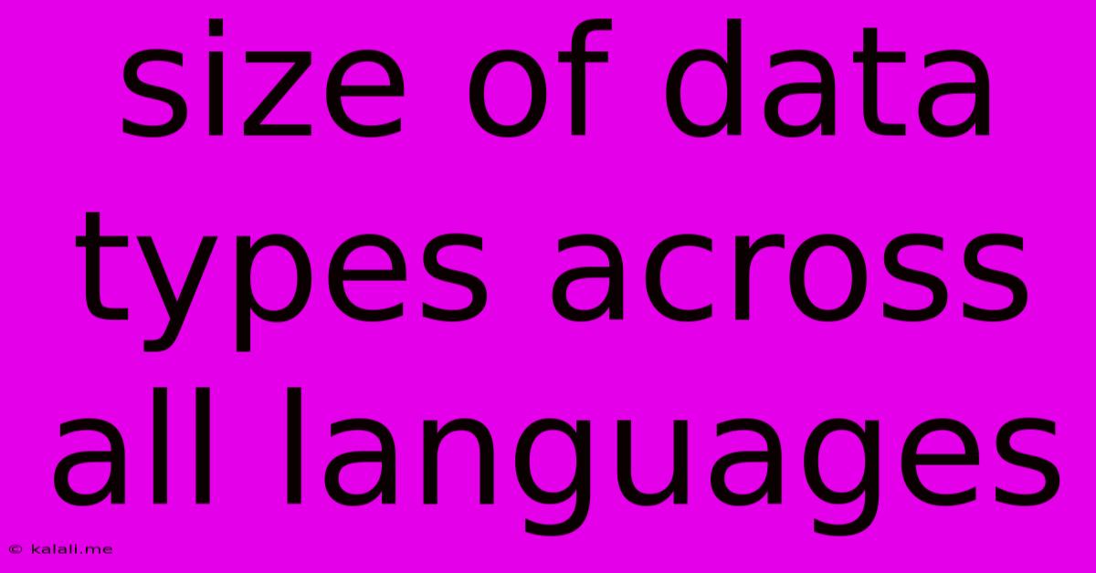Size Of Data Types Across All Languages