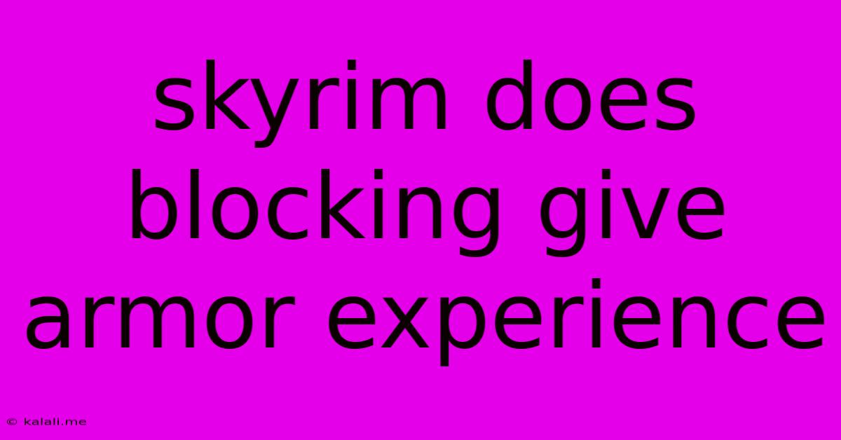 Skyrim Does Blocking Give Armor Experience