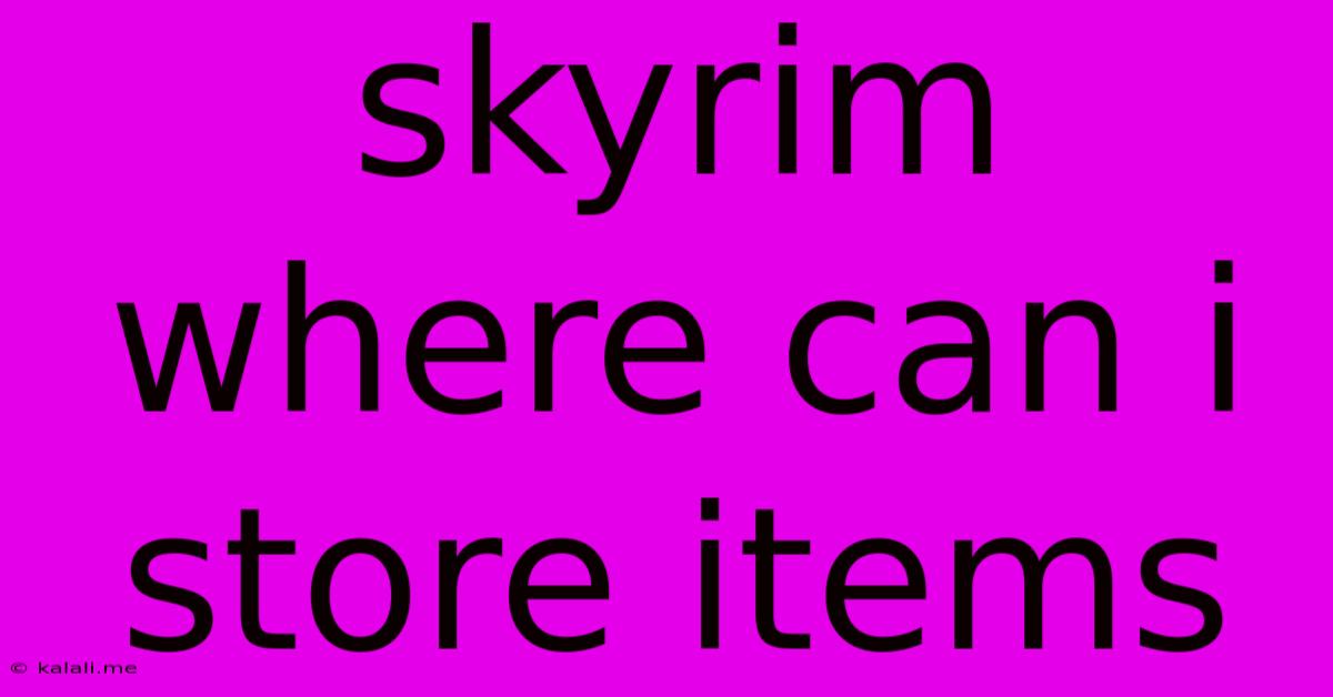 Skyrim Where Can I Store Items