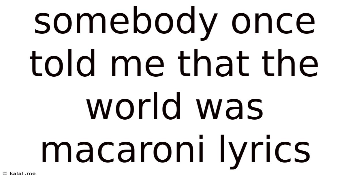 Somebody Once Told Me That The World Was Macaroni Lyrics