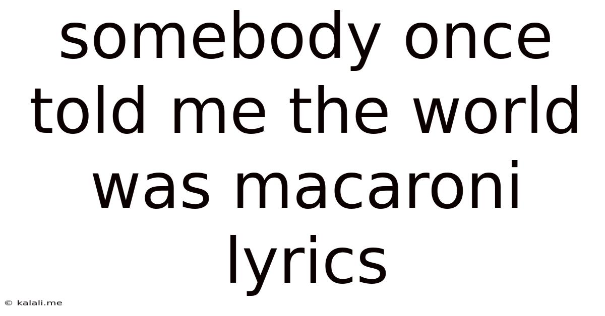 Somebody Once Told Me The World Was Macaroni Lyrics