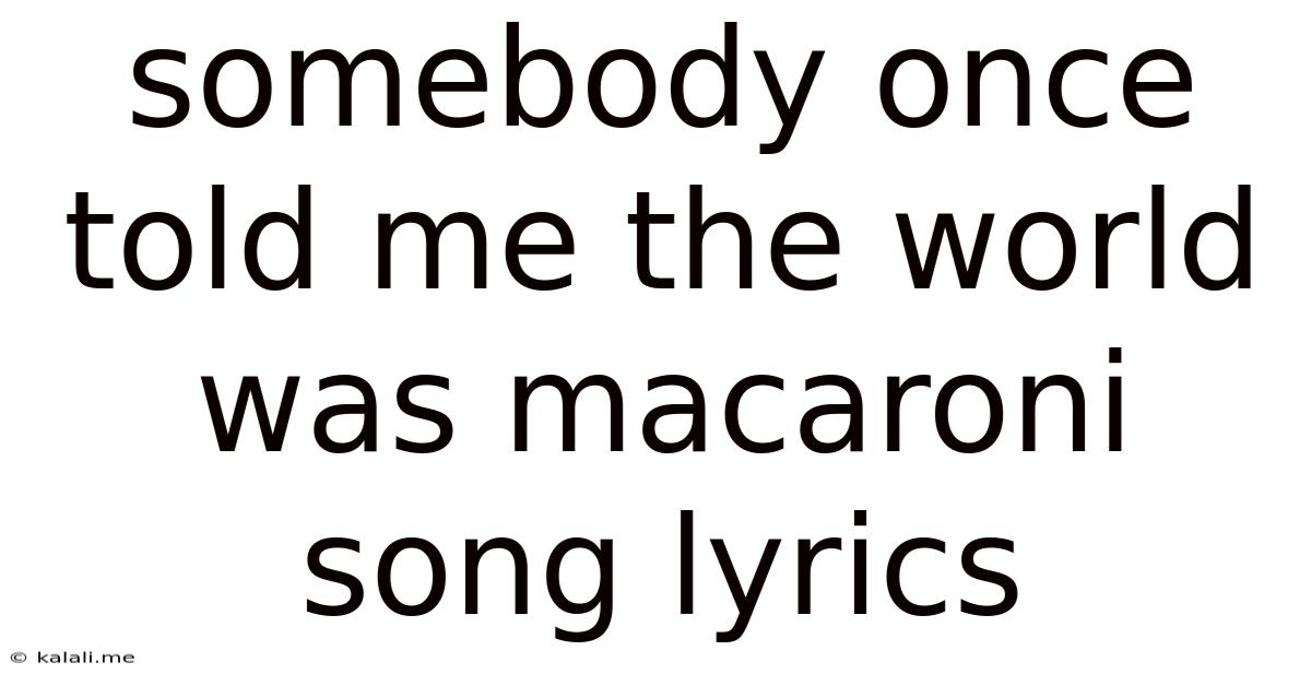 Somebody Once Told Me The World Was Macaroni Song Lyrics