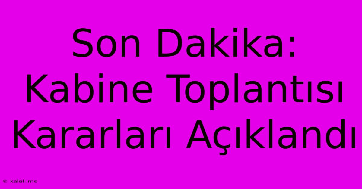 Son Dakika: Kabine Toplantısı Kararları Açıklandı