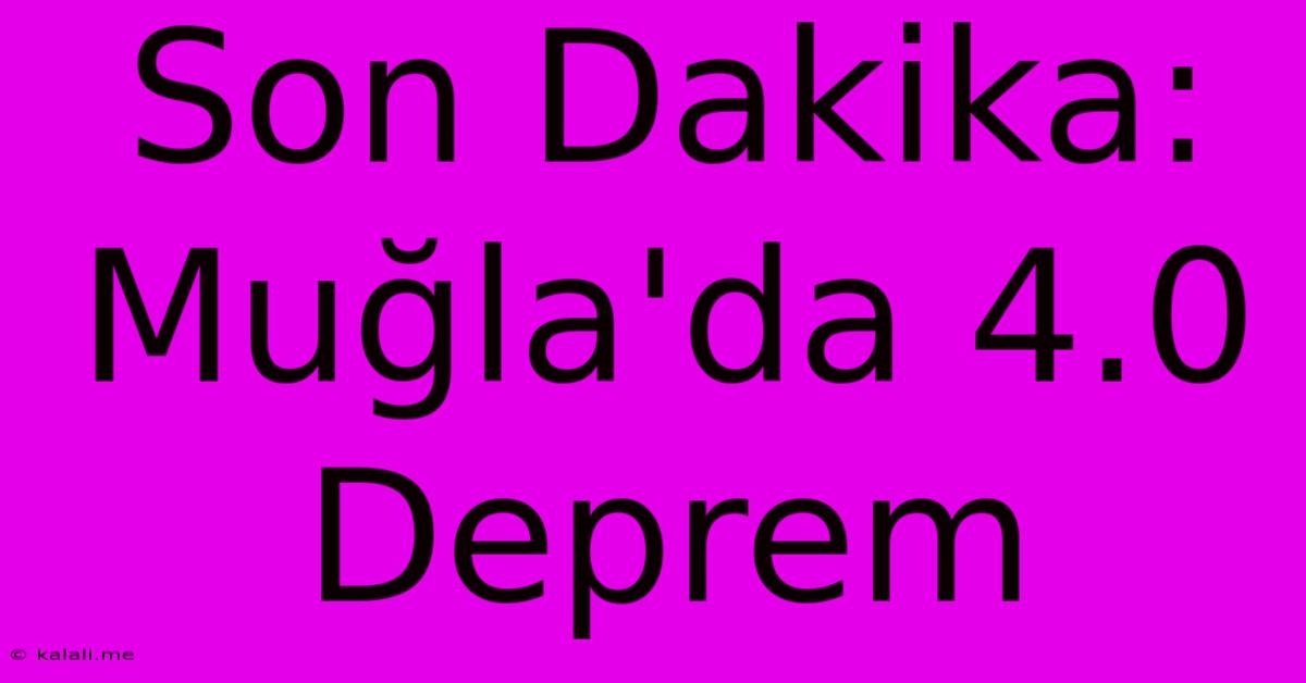 Son Dakika: Muğla'da 4.0 Deprem