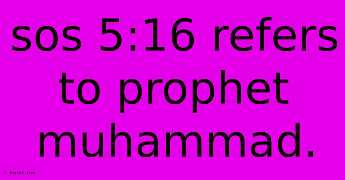 Sos 5:16 Refers To Prophet Muhammad.