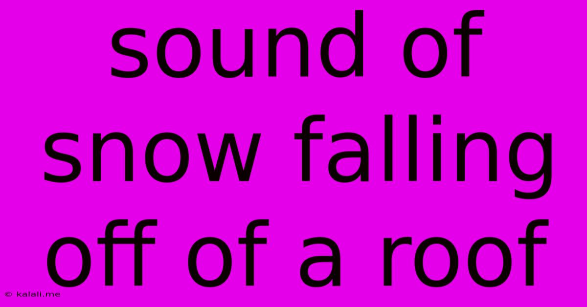 Sound Of Snow Falling Off Of A Roof