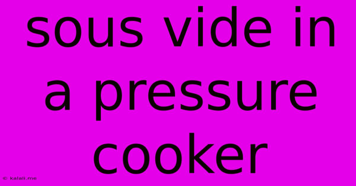 Sous Vide In A Pressure Cooker