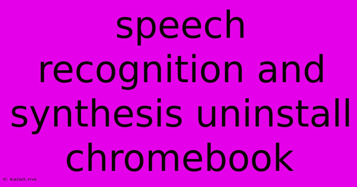 Speech Recognition And Synthesis Uninstall Chromebook