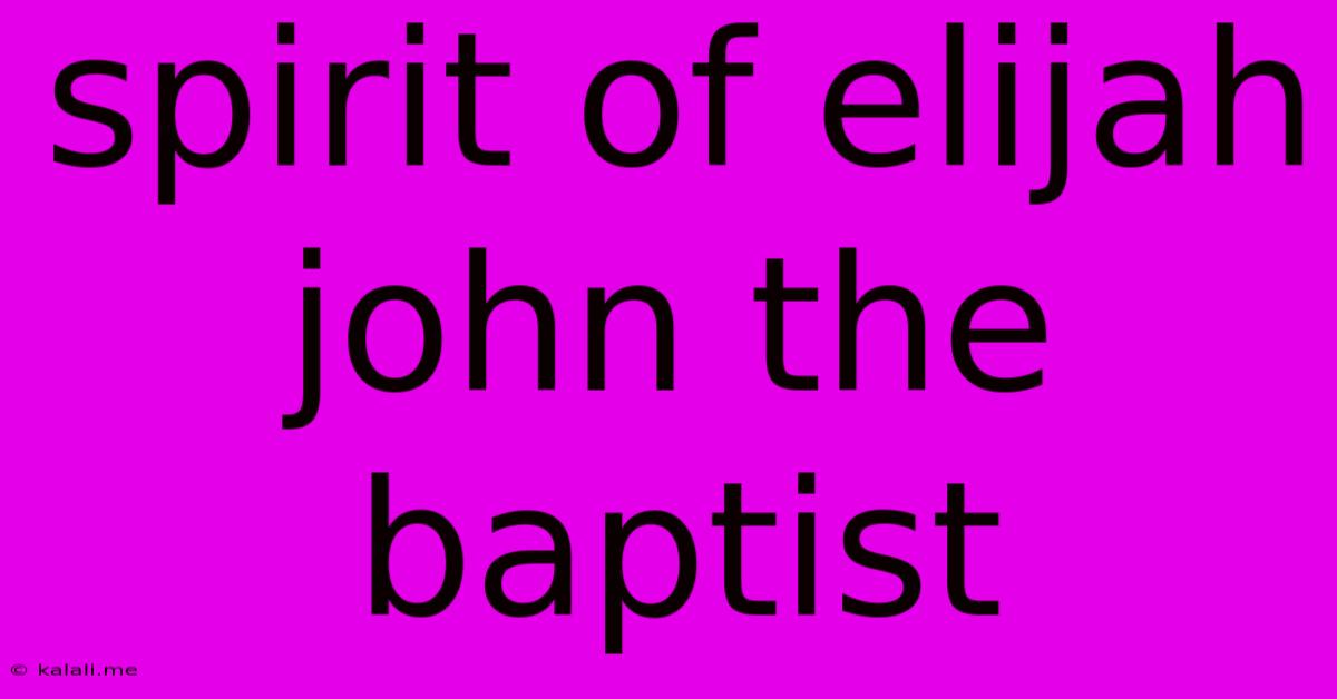 Spirit Of Elijah John The Baptist