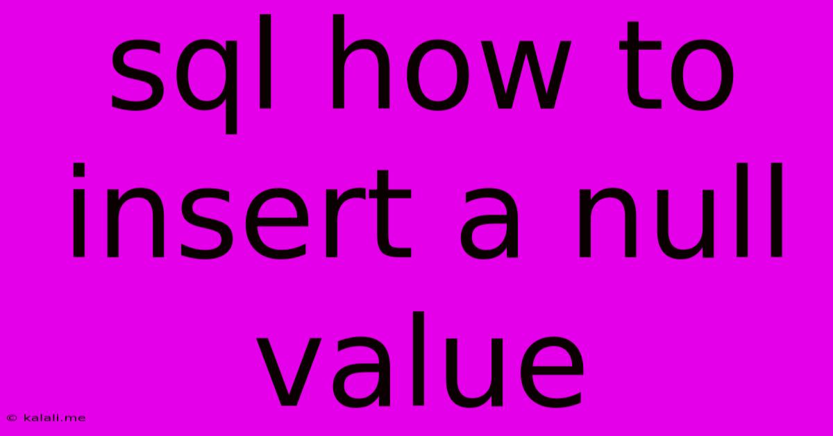 Sql How To Insert A Null Value