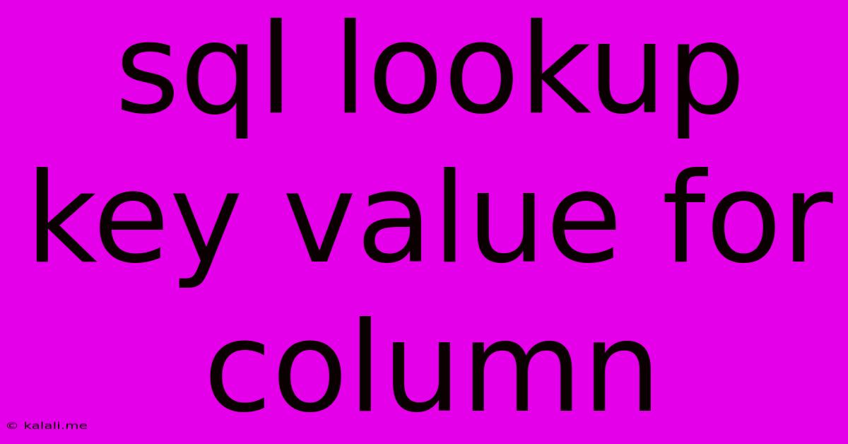Sql Lookup Key Value For Column
