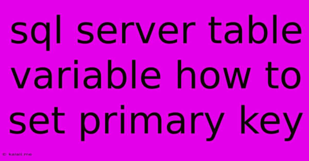 Sql Server Table Variable How To Set Primary Key
