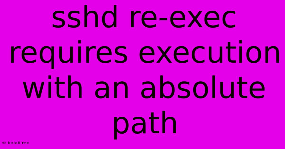 Sshd Re-exec Requires Execution With An Absolute Path