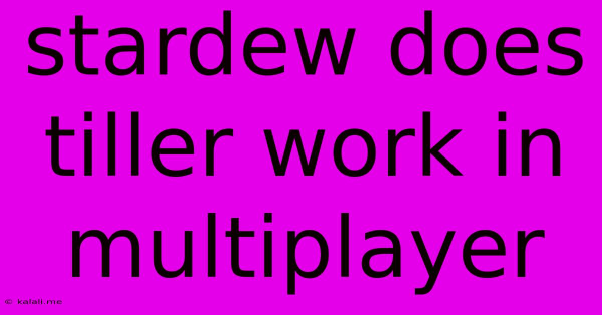 Stardew Does Tiller Work In Multiplayer