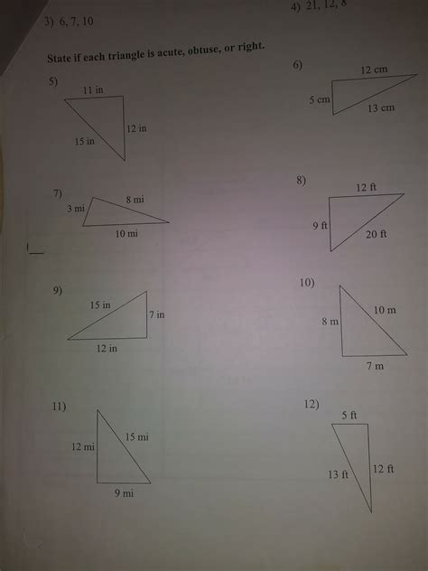 State Of Each Triangle Is Acute Obtuse Or Right