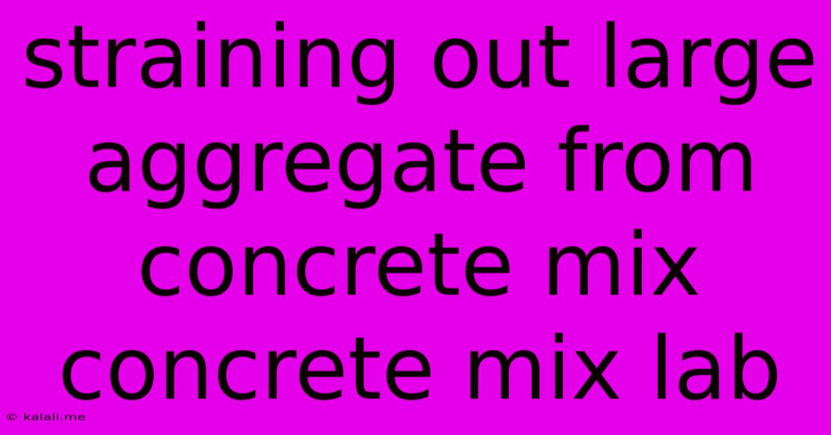 Straining Out Large Aggregate From Concrete Mix Concrete Mix Lab
