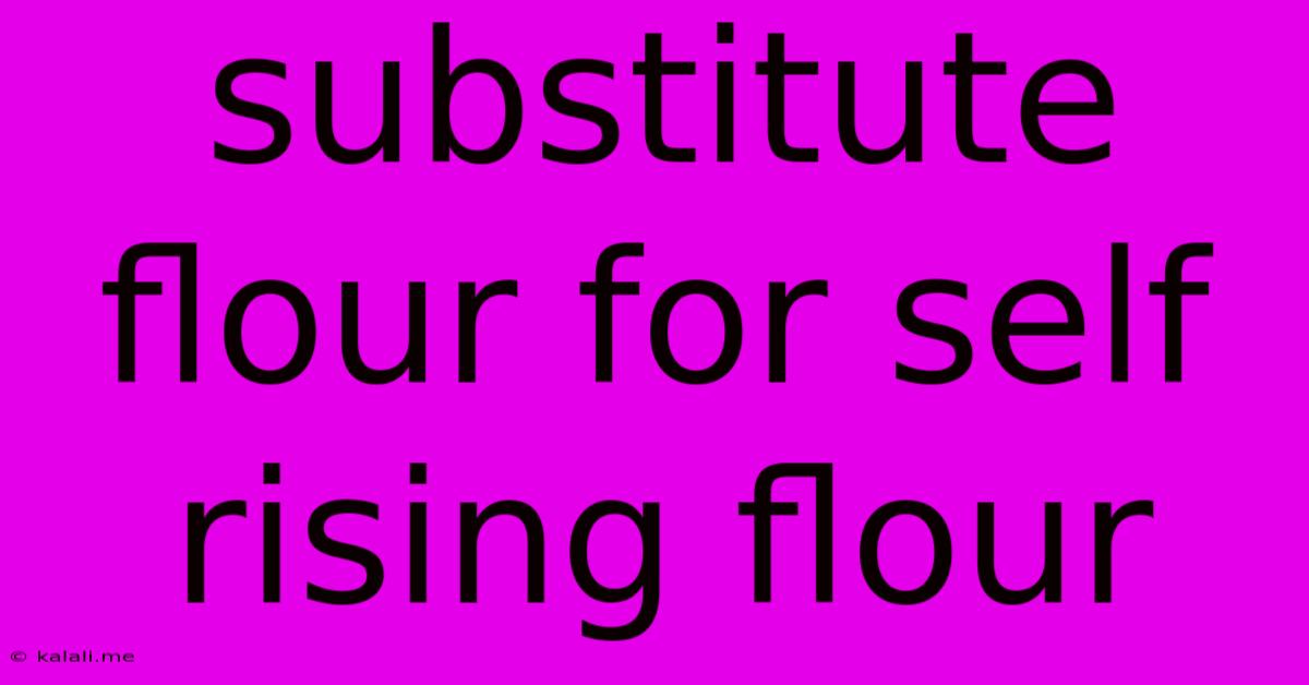 Substitute Flour For Self Rising Flour