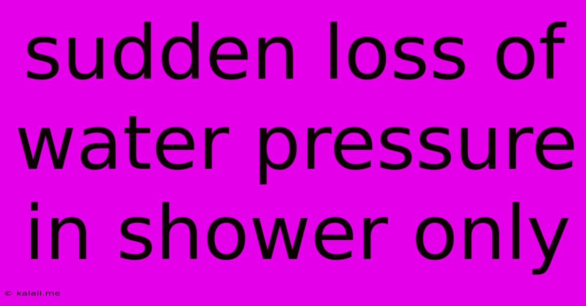 Sudden Loss Of Water Pressure In Shower Only