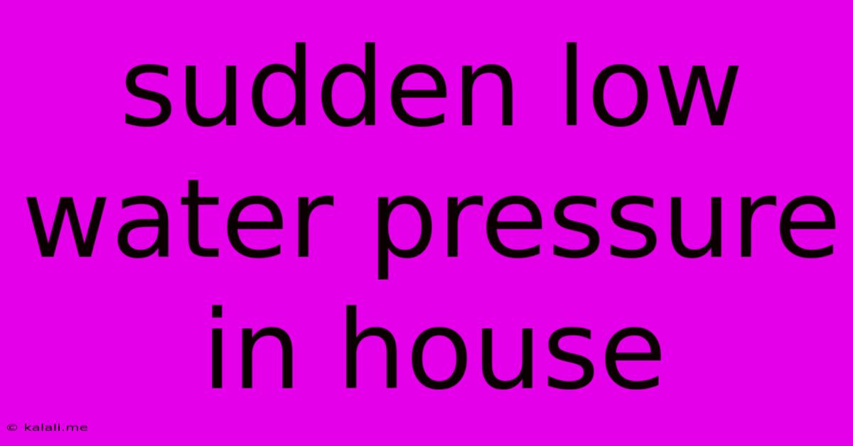 Sudden Low Water Pressure In House