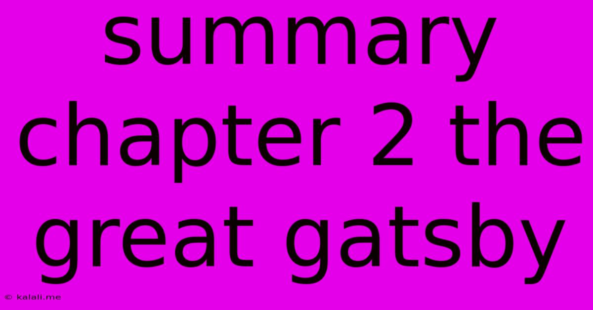 Summary Chapter 2 The Great Gatsby