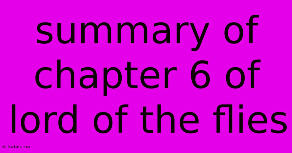 Summary Of Chapter 6 Of Lord Of The Flies