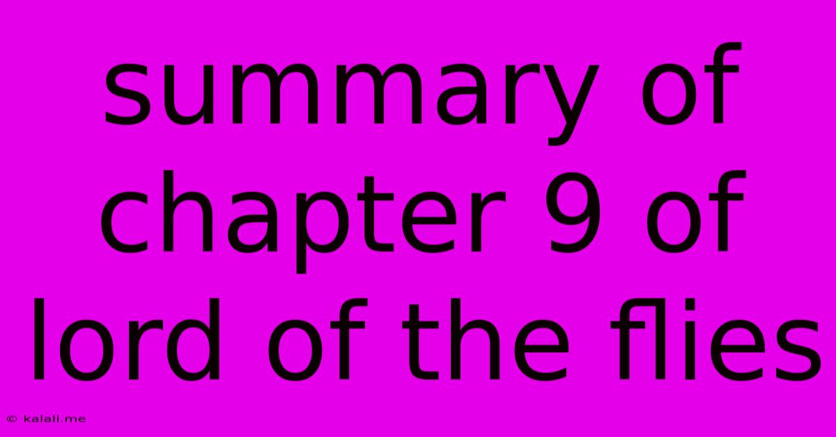 Summary Of Chapter 9 Of Lord Of The Flies