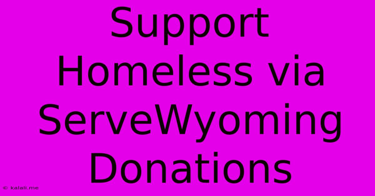 Support Homeless Via ServeWyoming Donations