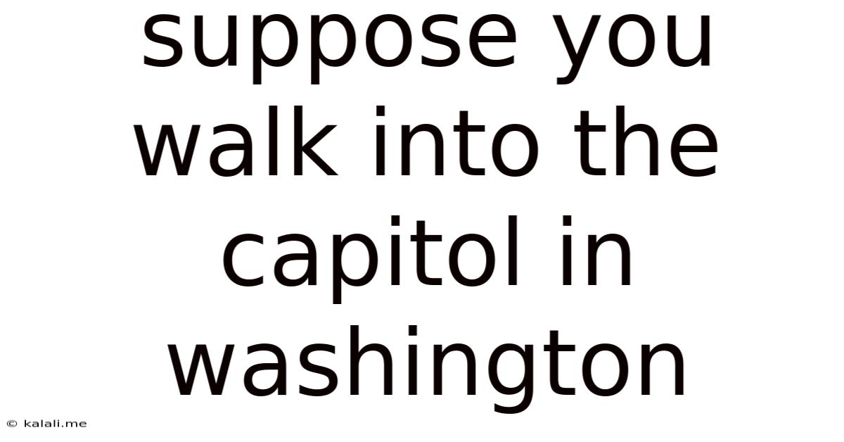 Suppose You Walk Into The Capitol In Washington