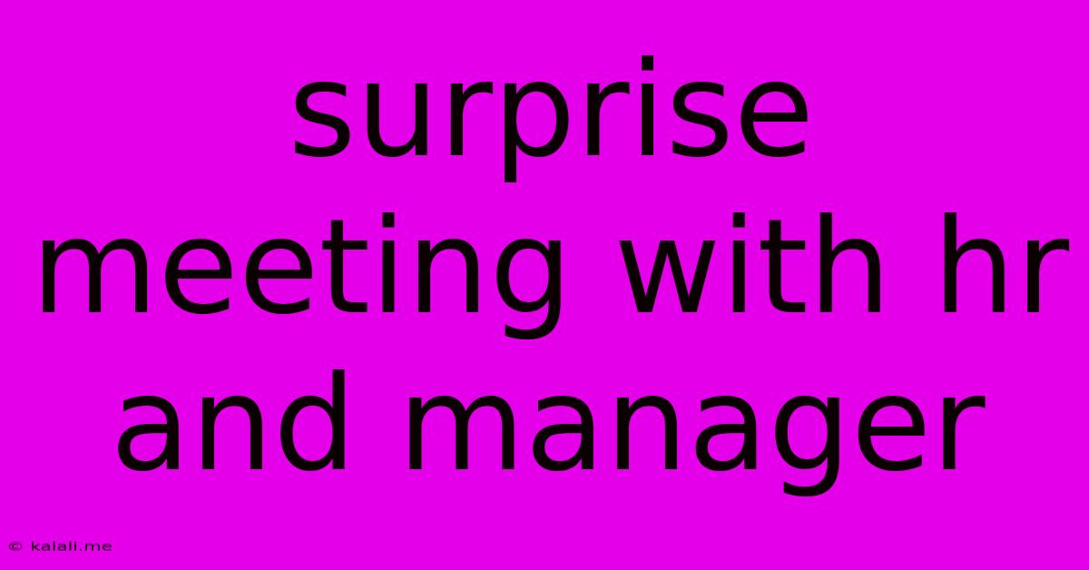 Surprise Meeting With Hr And Manager