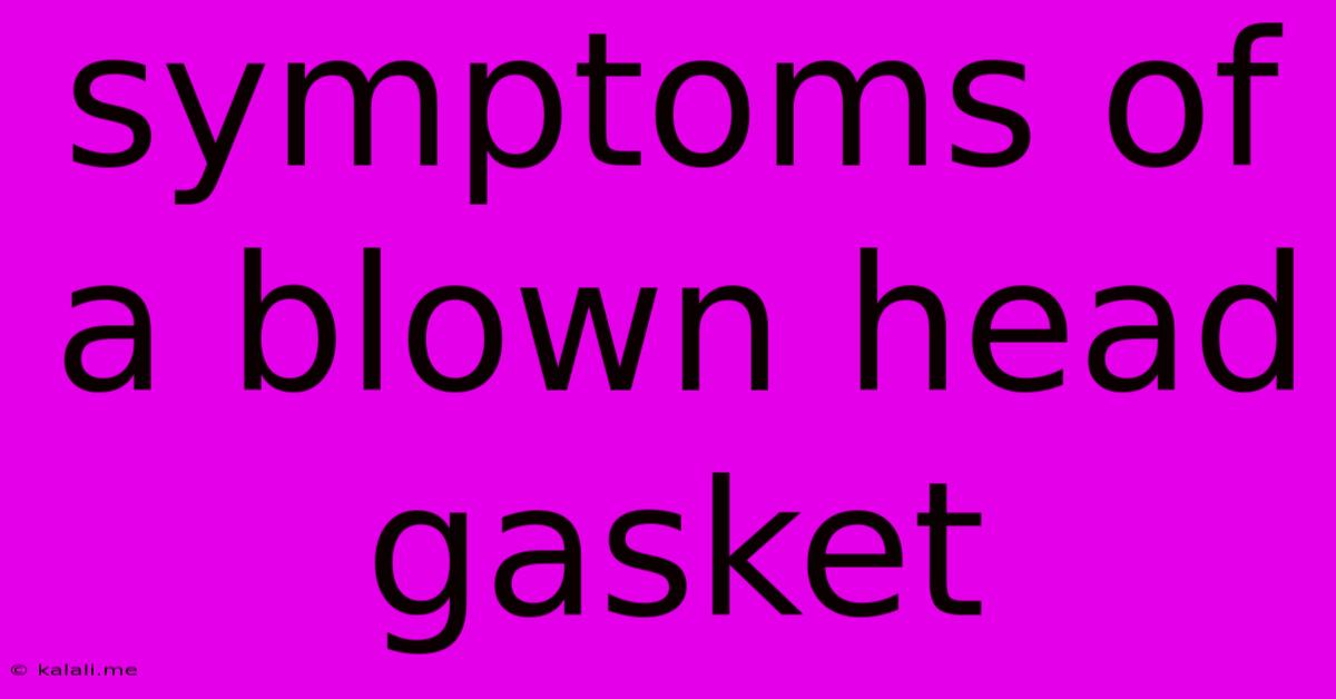 Symptoms Of A Blown Head Gasket