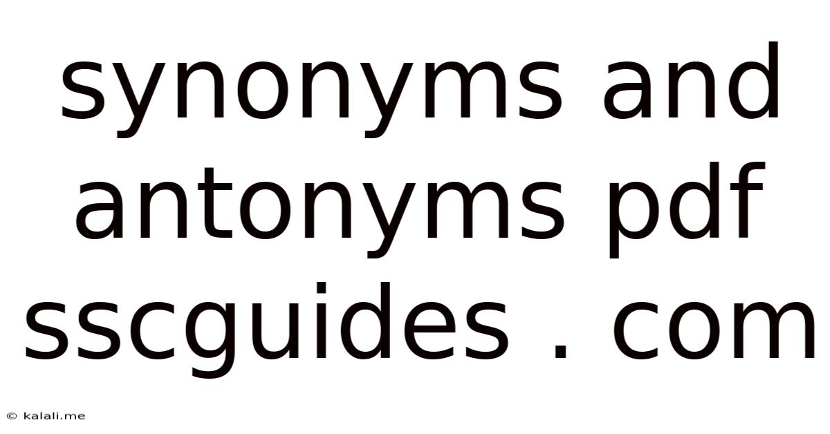 Synonyms And Antonyms Pdf Sscguides . Com
