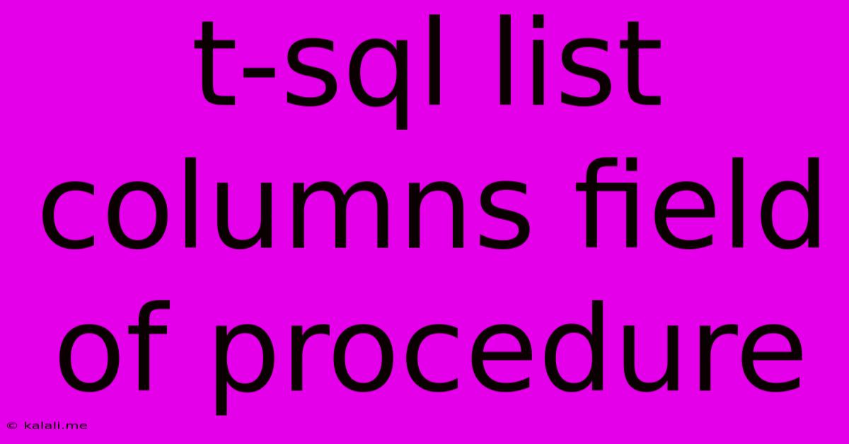 T-sql List Columns Field Of Procedure