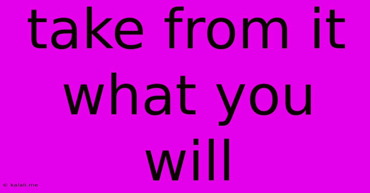 Take From It What You Will