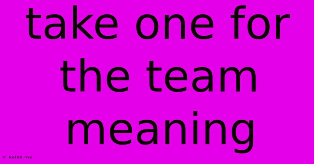 Take One For The Team Meaning