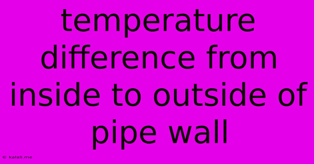 Temperature Difference From Inside To Outside Of Pipe Wall
