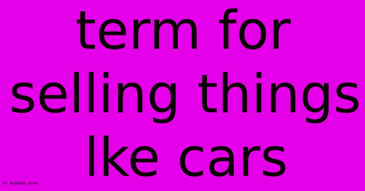 Term For Selling Things Lke Cars