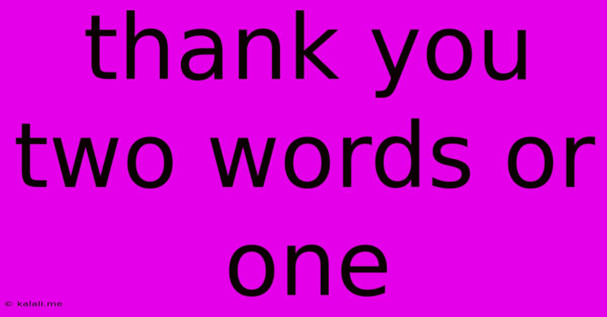 Thank You Two Words Or One