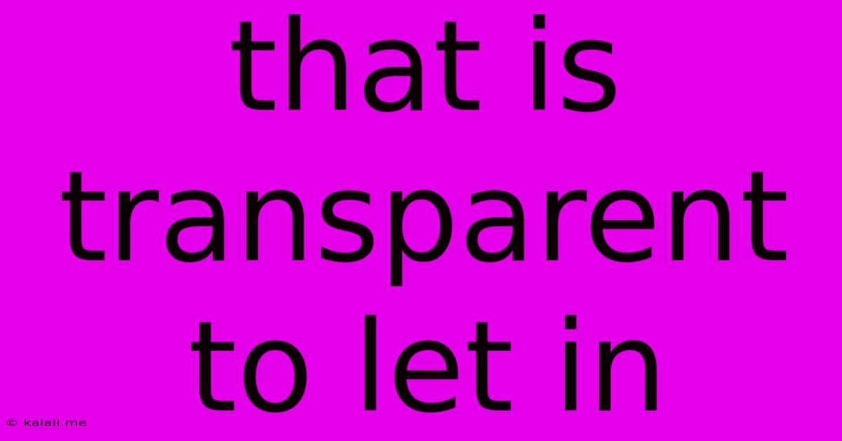 That Is Transparent To Let In