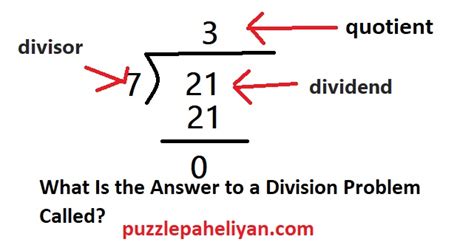 The Answer In A Division Problem Is The