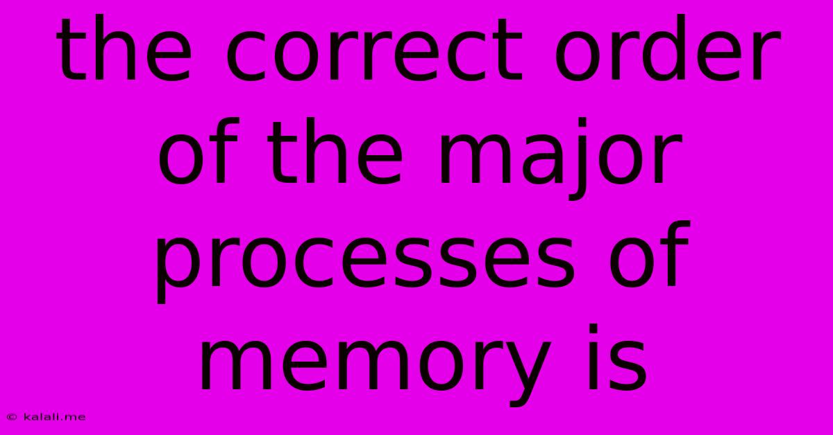The Correct Order Of The Major Processes Of Memory Is